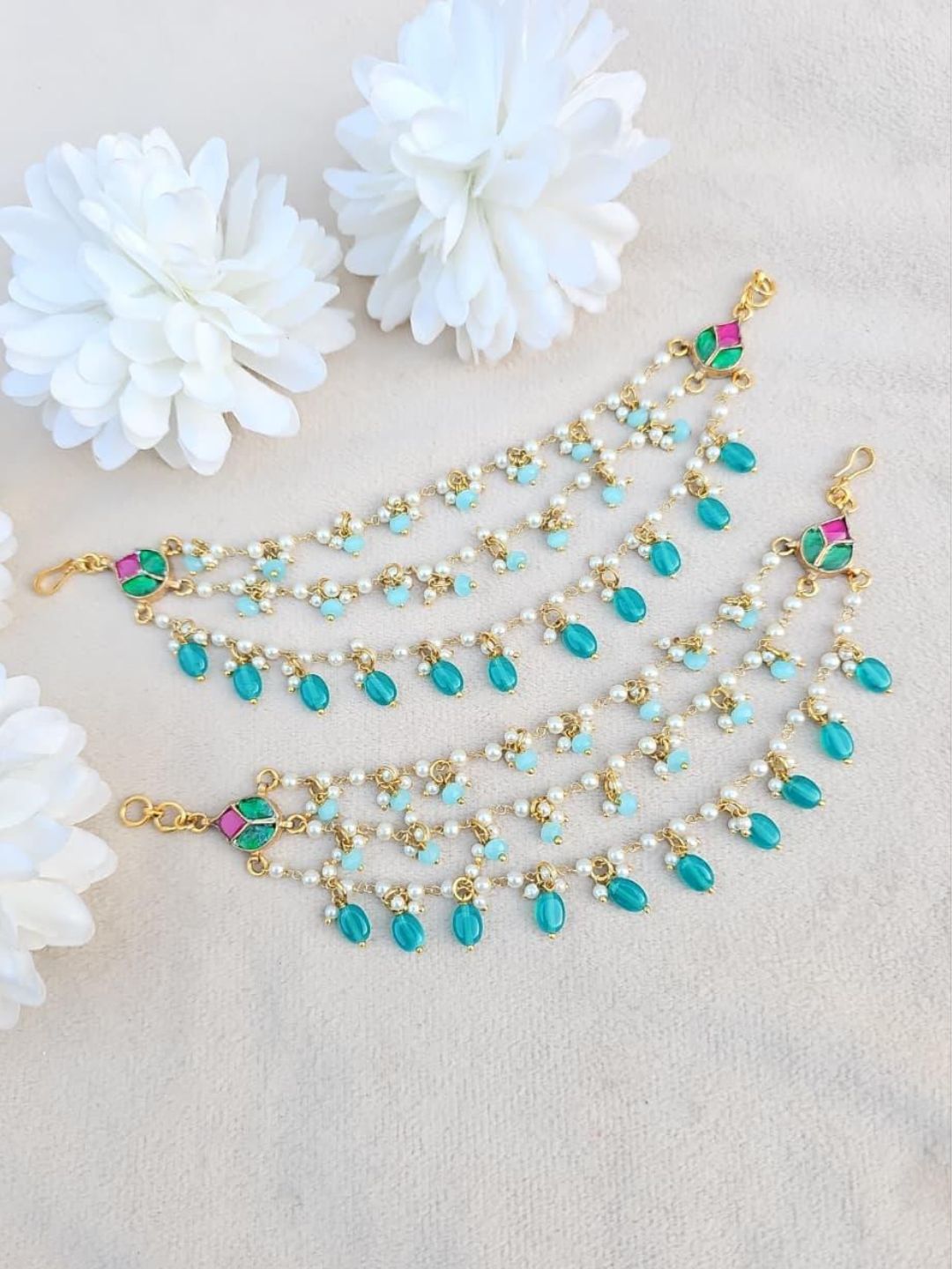 Ishhaara Gold Plated Jadau Kundan Polki Earchains
