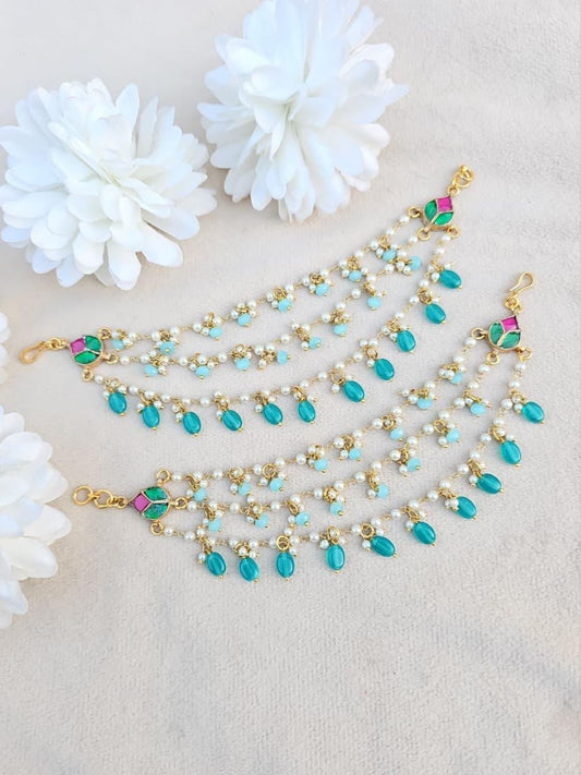 Ishhaara Gold Plated Jadau Kundan Polki Earchains