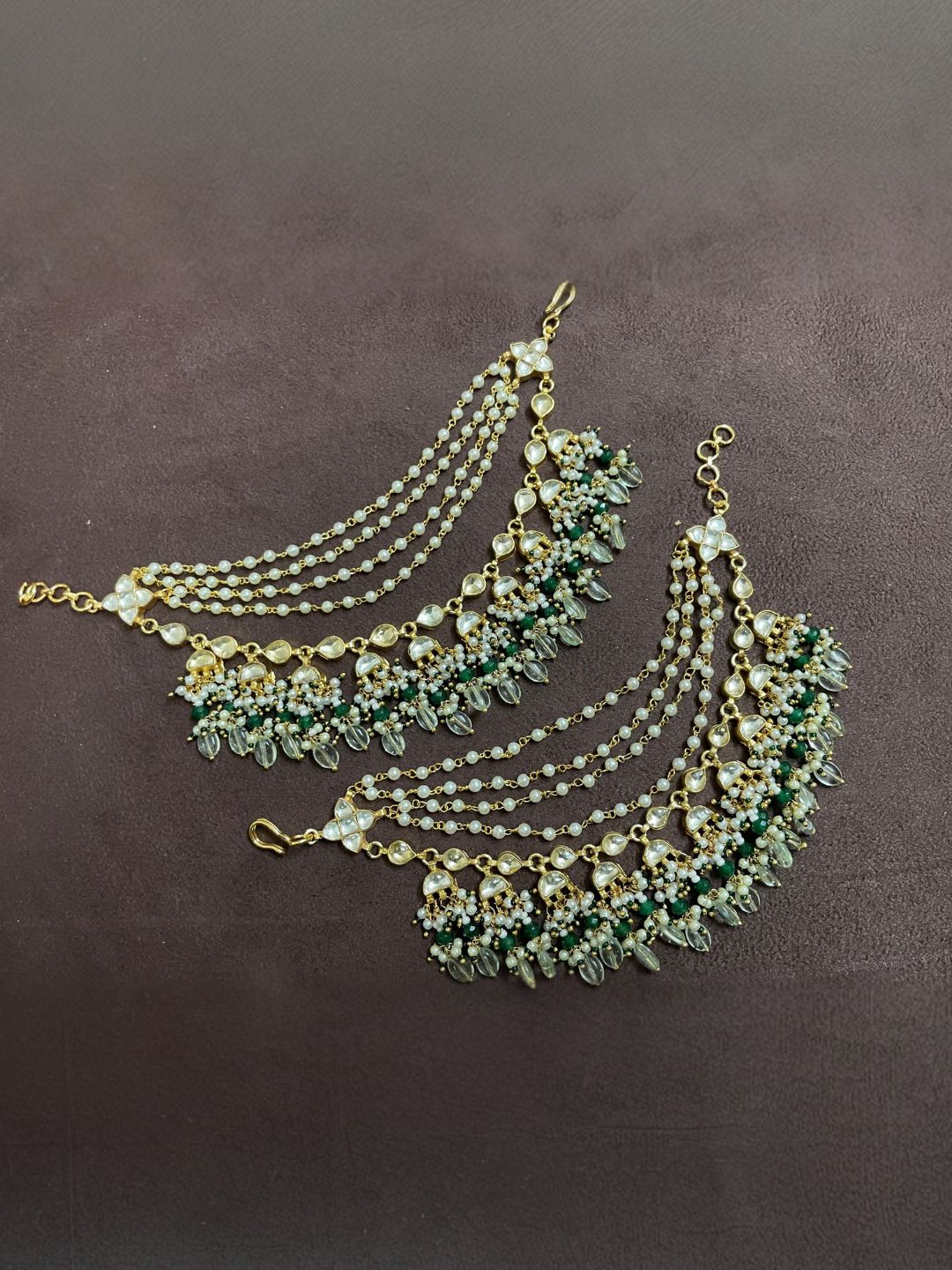 Ishhaara Gold Plated Jhumka Pearl Ear Ring Chain