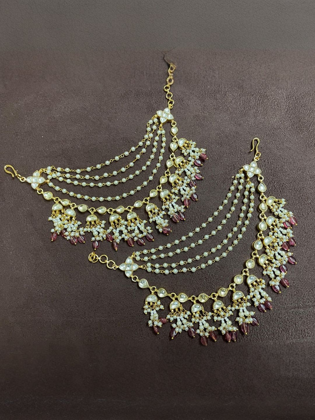 Ishhaara Gold Plated Jhumka Pearl Ear Ring Chain