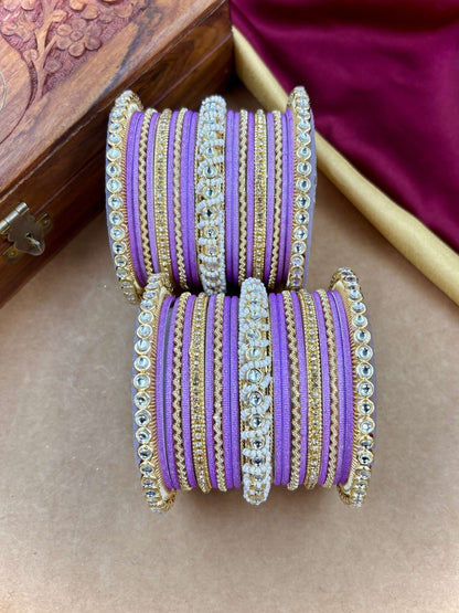 Ishhaara Gold Plated Kundan Bangle Bracelets — handcrafted Indian jewellery - view 10