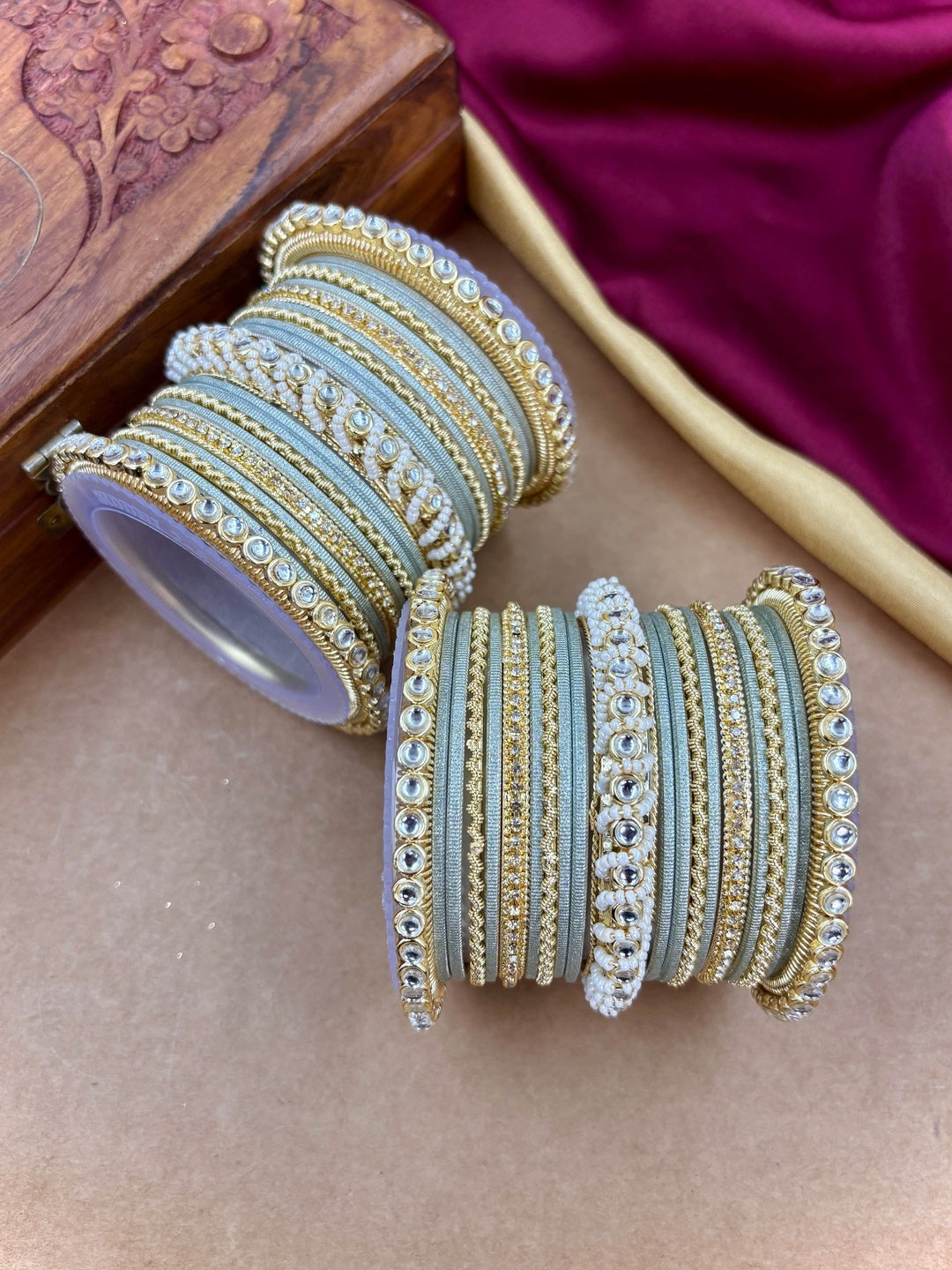 Ishhaara Gold Plated Kundan Bangle Bracelets — handcrafted Indian jewellery - view 18
