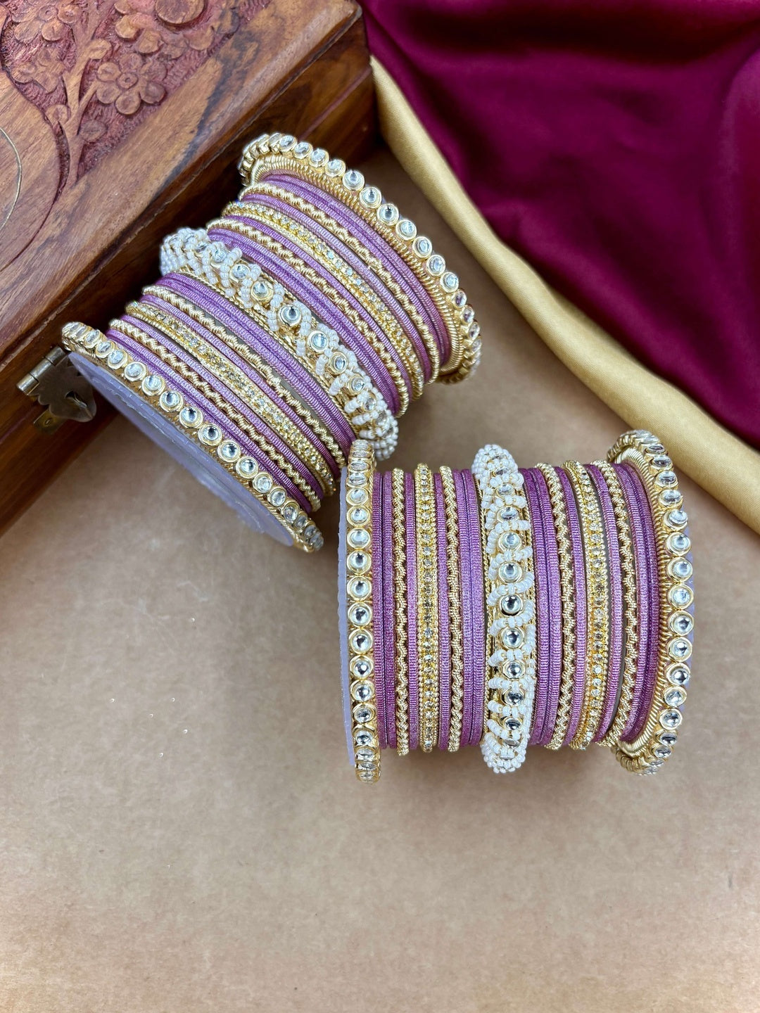 Ishhaara Gold Plated Kundan Bangle Bracelets — handcrafted Indian jewellery - view 22