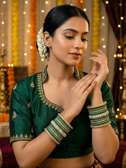 Ishhaara Gold Plated Kundan Bangle Bracelets — handcrafted Indian jewellery - view 26