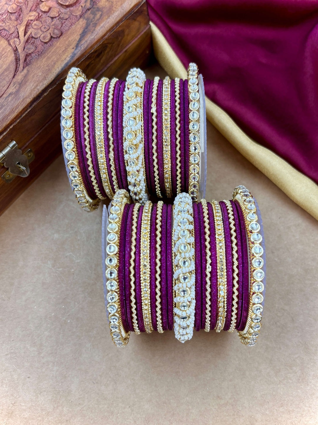 Ishhaara Gold Plated Kundan Bangle Bracelets — handcrafted Indian jewellery - view 3
