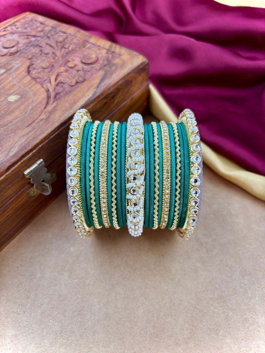 Ishhaara Gold Plated Kundan Bangle Bracelets — handcrafted Indian jewellery - view 30