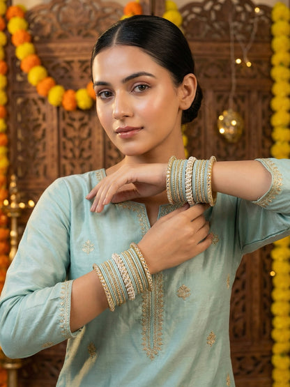 Ishhaara Gold Plated Kundan Bangle Bracelets — handcrafted Indian jewellery - view 35