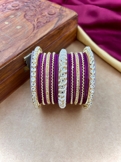 Ishhaara Gold Plated Kundan Bangle Bracelets — handcrafted Indian jewellery - view 4