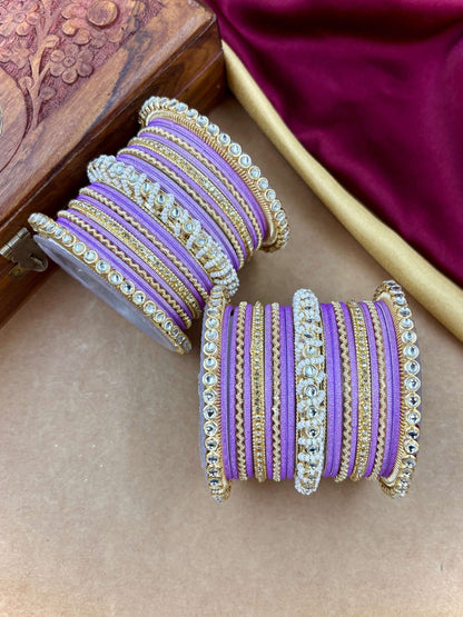 Ishhaara Gold Plated Kundan Bangle Bracelets — handcrafted Indian jewellery - view 6
