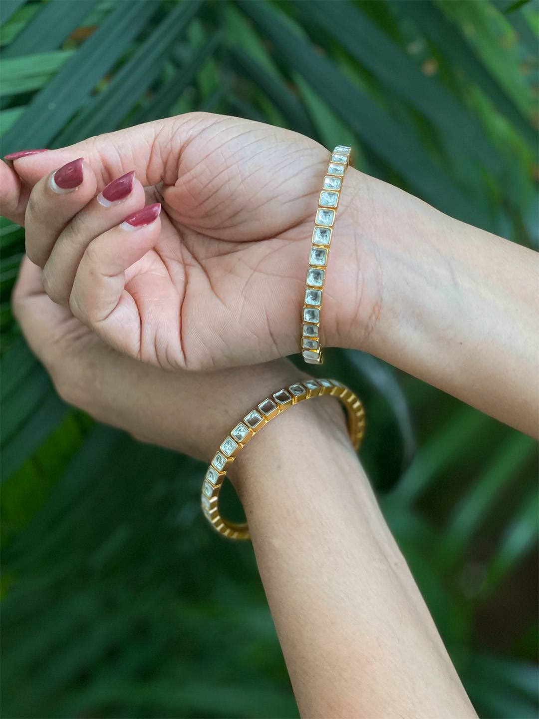 Ishhaara Gold Plated Kundan Bangles