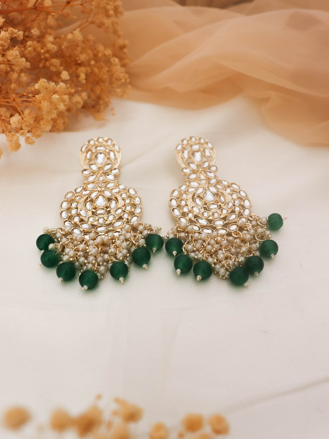 Ishhaara Gold Plated Kundan Chandbalis