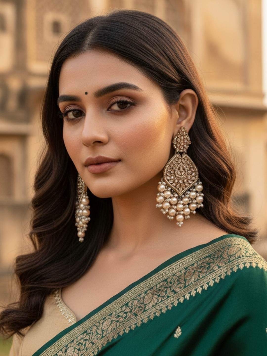 Ishhaara Gold Plated Kundan Drop Earrings