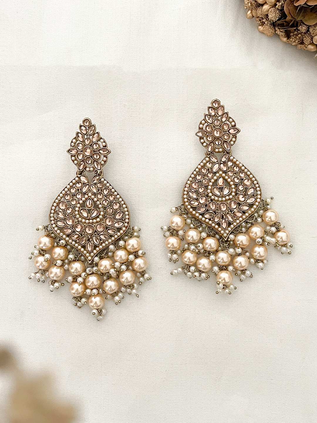 Ishhaara Gold Plated Kundan Drop Earrings