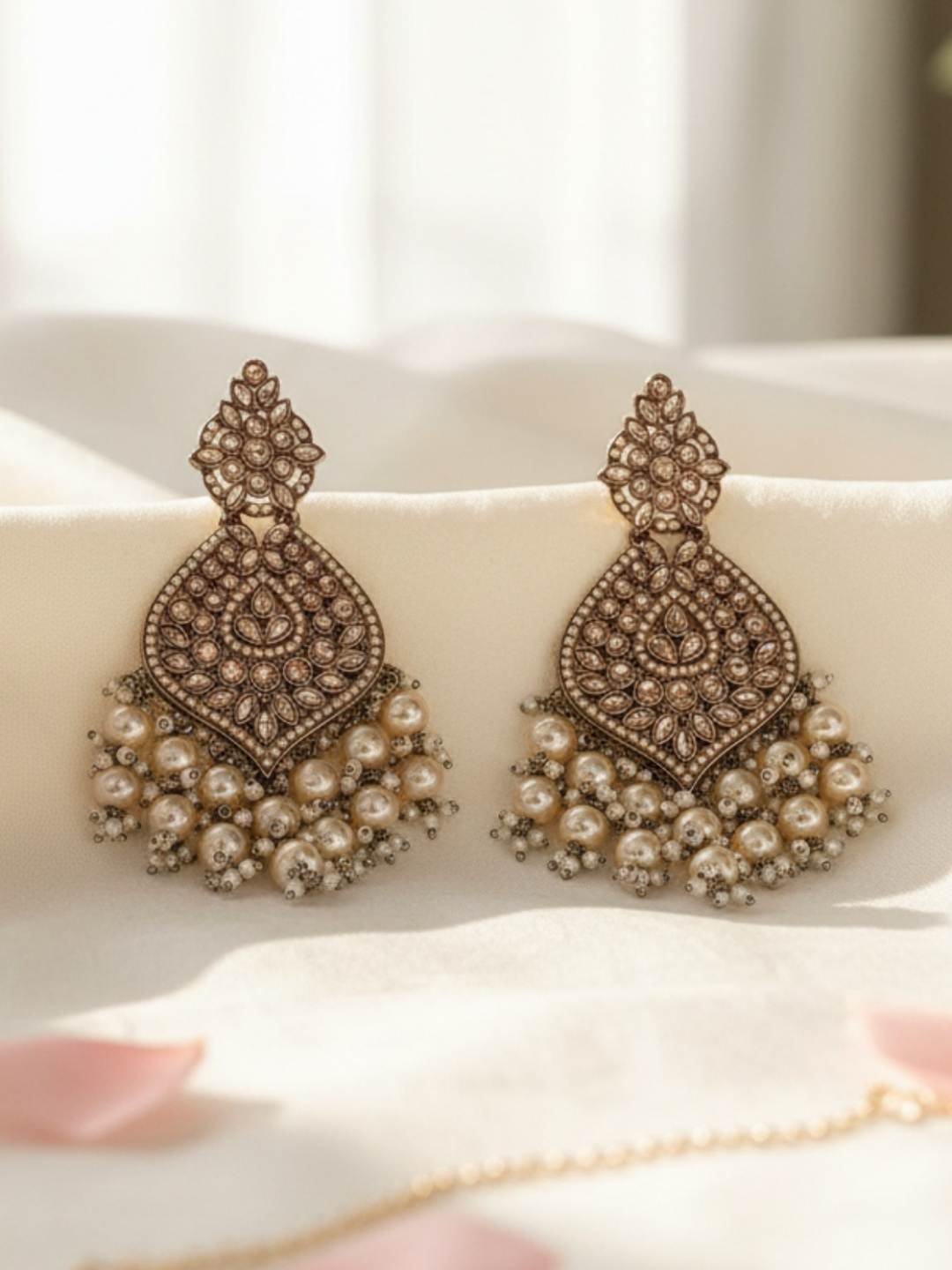 Ishhaara Gold Plated Kundan Drop Earrings