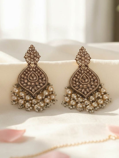 Ishhaara Gold Plated Kundan Drop Earrings