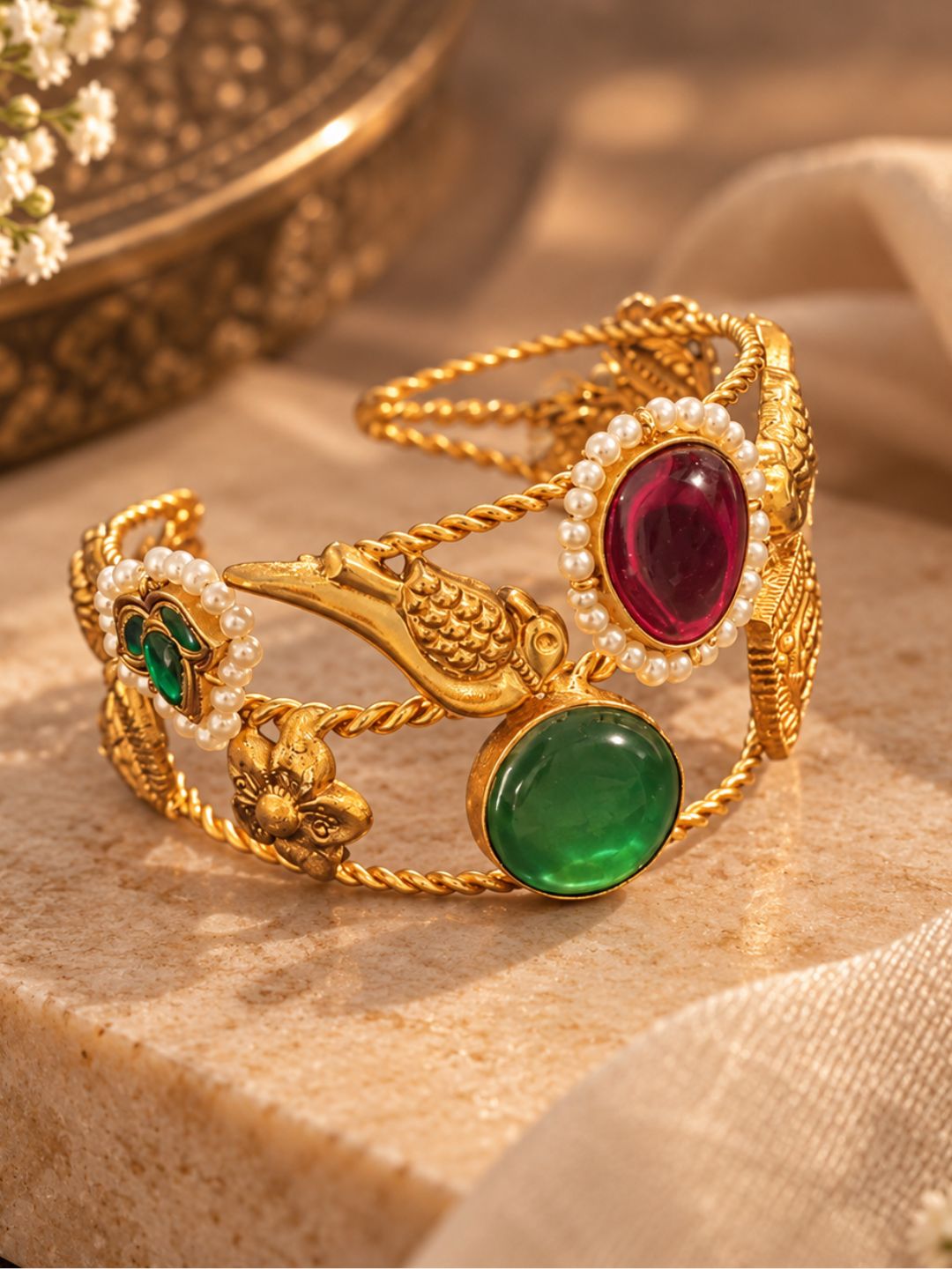 Ishhaara Gold Plated Kundan Handmade Kada