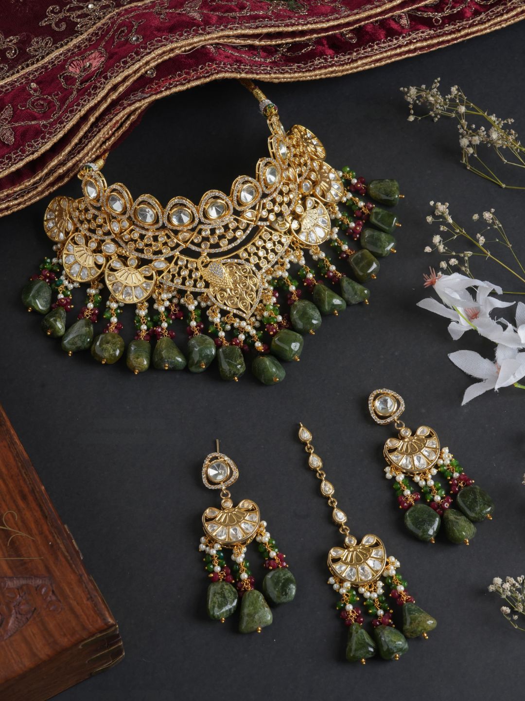 Ishhaara Gold Plated Kundan Pearl Necklace