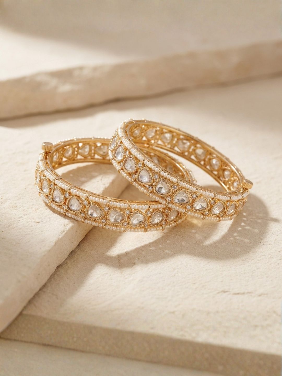 Ishhaara Gold Plated Kundan Polki Bangles