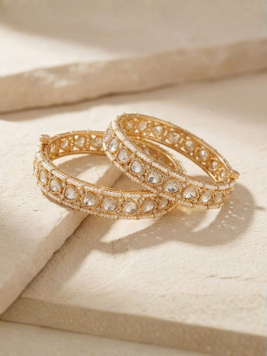 Ishhaara Gold Plated Kundan Polki Bangles