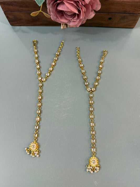 Ishhaara Gold Plated Kundan Polki Bridal Hathphool
