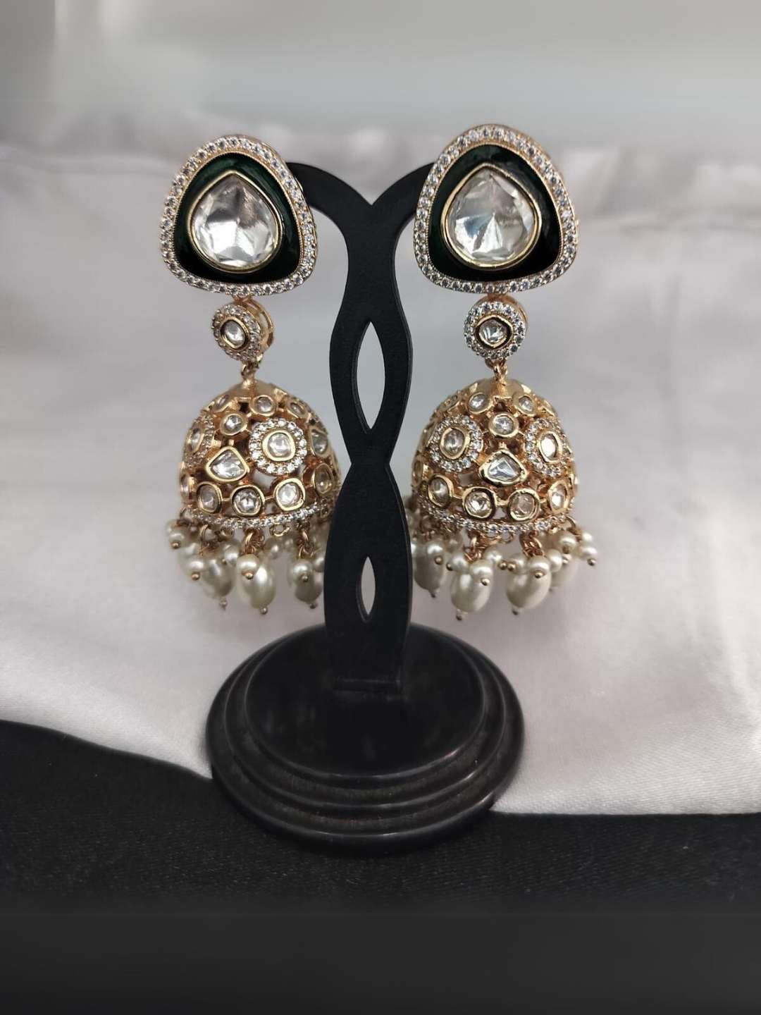 Ishhaara Gold Plated Kundan Polki Jhumki Earrings