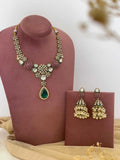 Ishhaara Gold Plated Kundan Polki Stone Meenakari Necklace Set