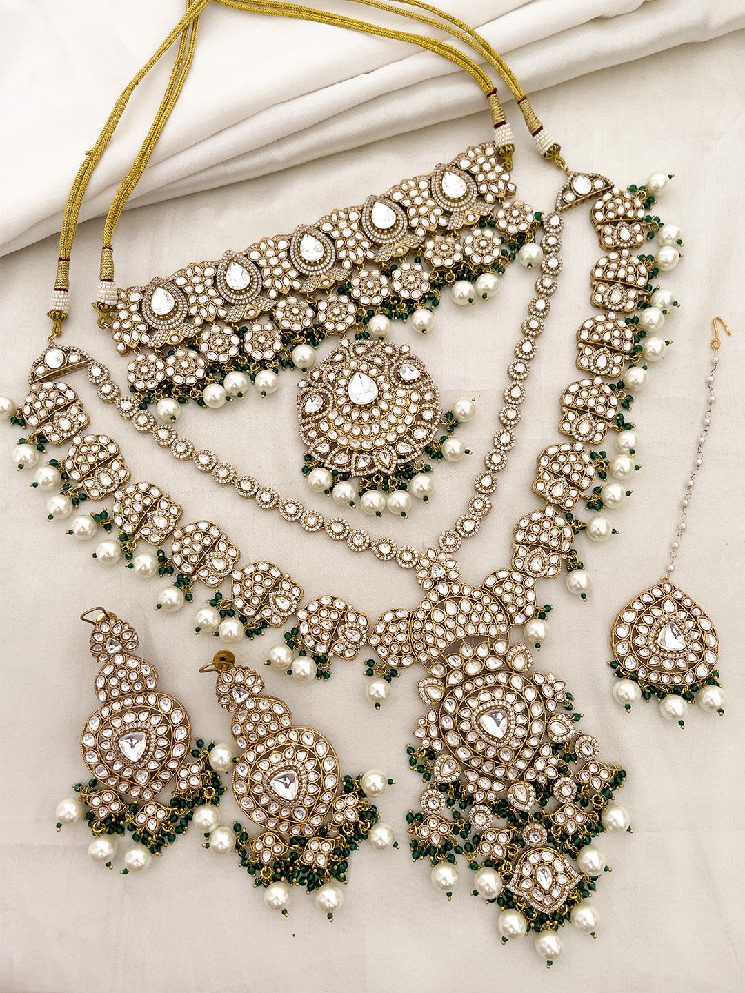 Ishhaara Gold Plated Kundan Stone And Meenakari Bridal Set