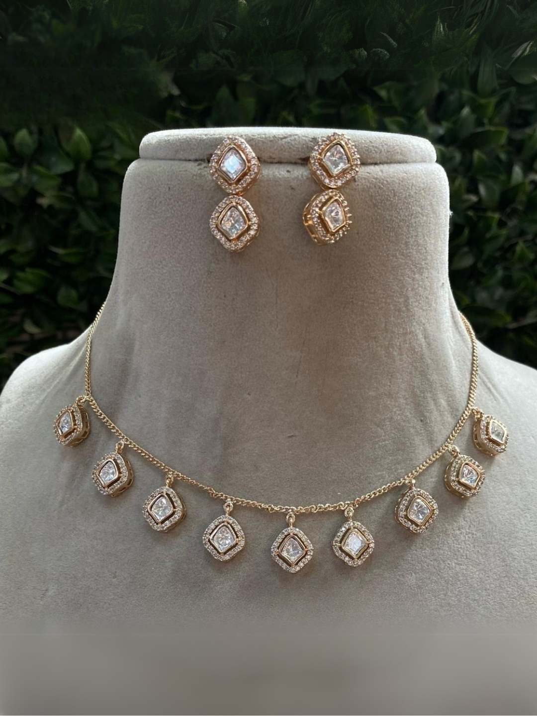 Ishhaara Gold Plated Moissanite Choker Necklace