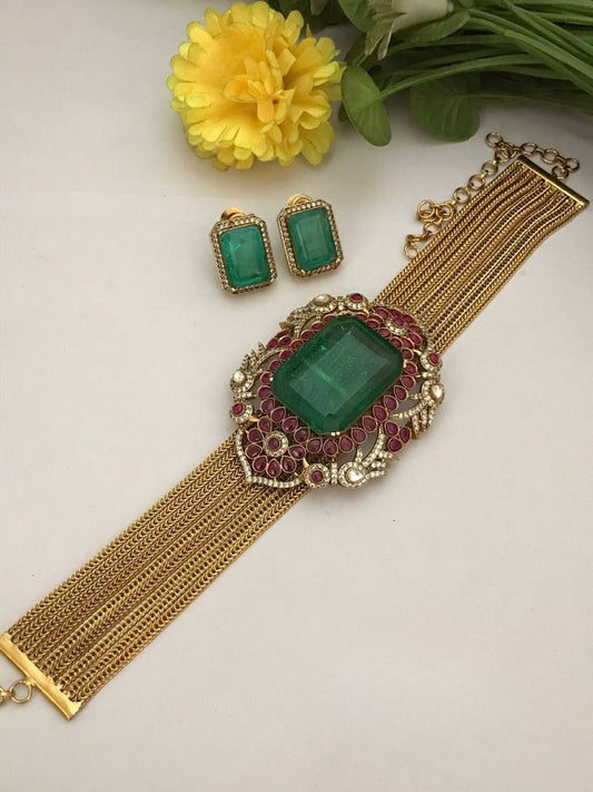 Ishhaara Gold Plated Moissanite Necklace Set