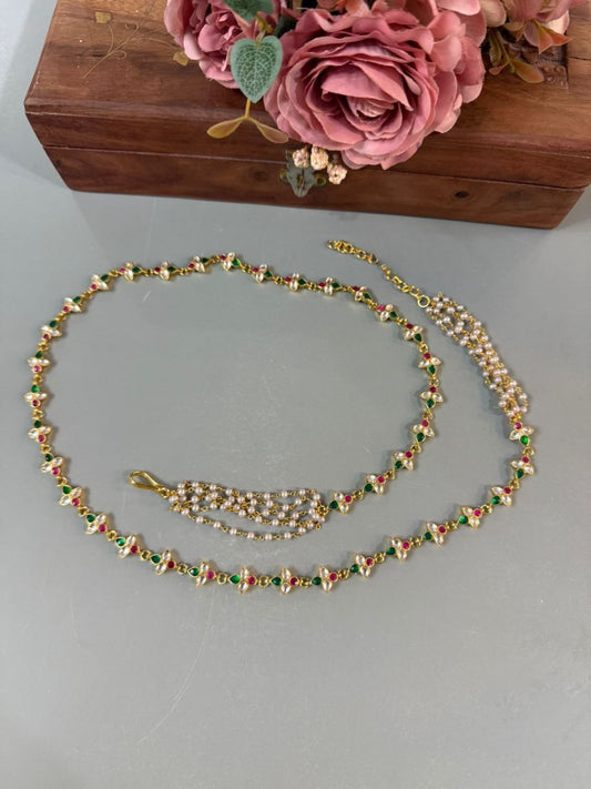 Ishhaara Gold Plated Pachi Kundan Hipchain