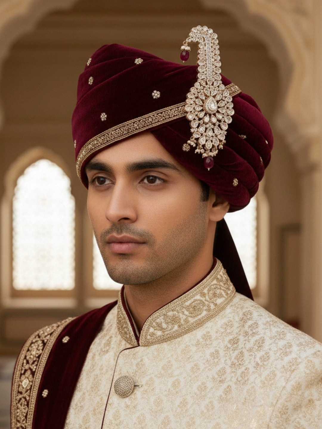 Ishhaara Gold Plated Pachi Kundan Studded Kalangi