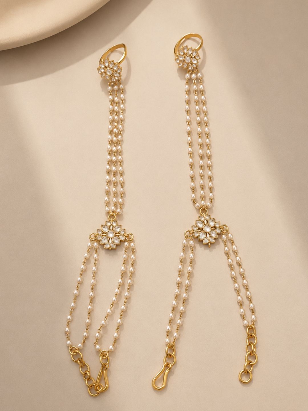 Ishhaara Gold Plated Pearl Hathphool