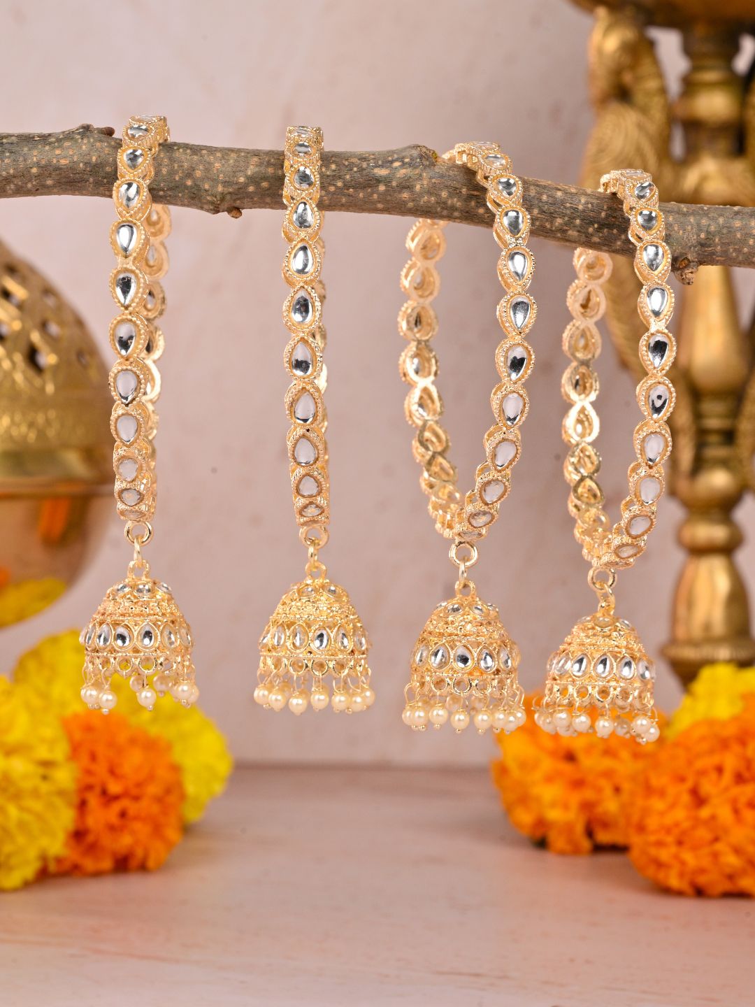 Ishhaara Gold Plated Polki Jhumka Bangles