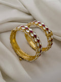 Ishhaara Gold Plated Polki Pearl Embellished Bangles