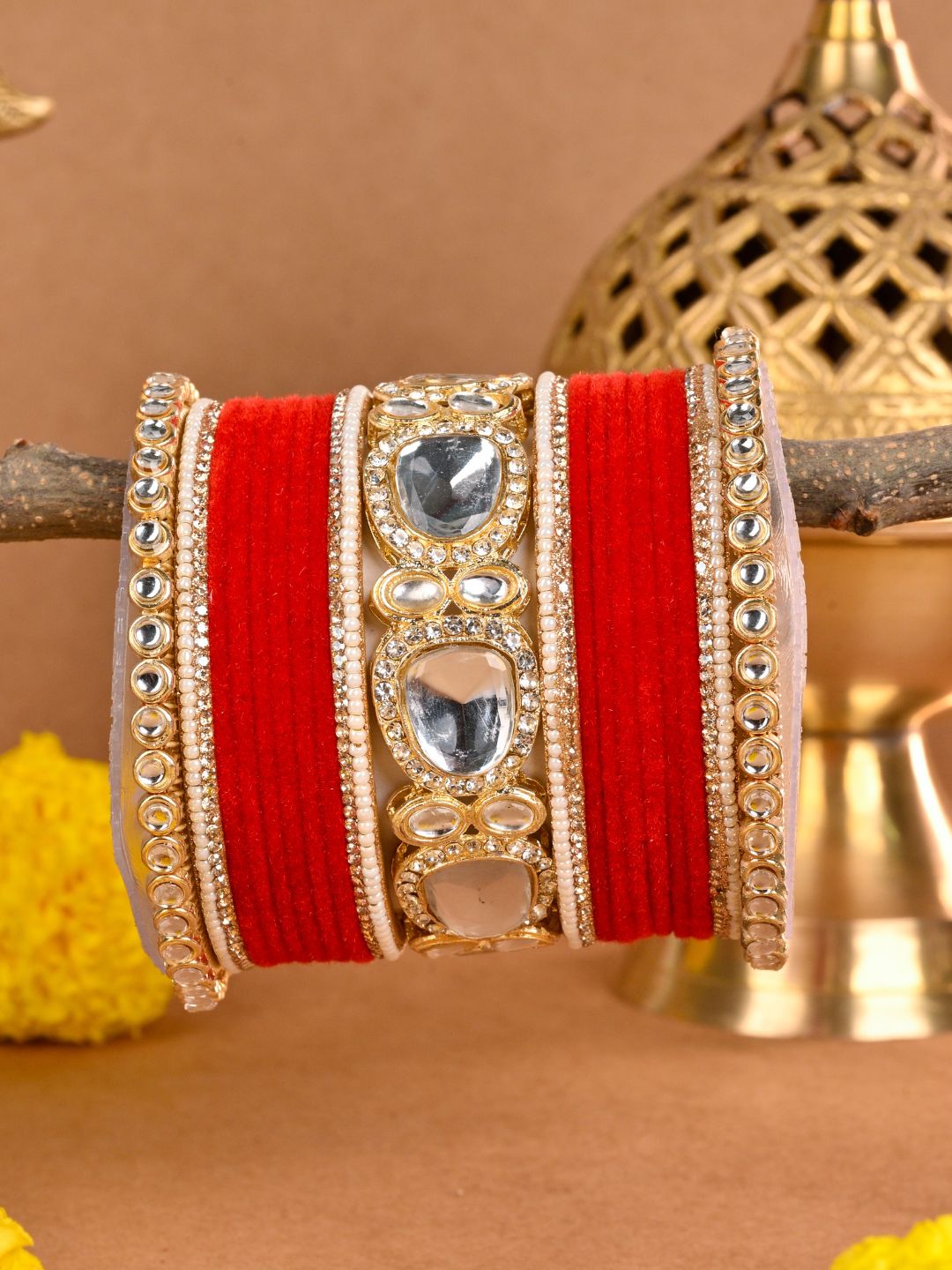 Ishhaara Gold Plated Polki Stones Studded Punjabi Bridal Chooda