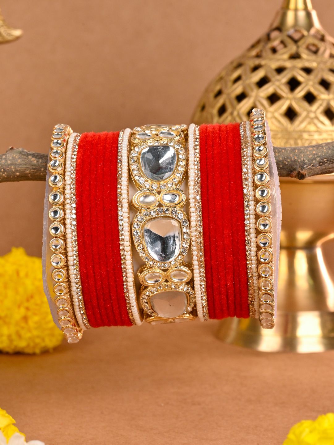 Ishhaara Gold Plated Polki Stones Studded Punjabi Bridal Chooda