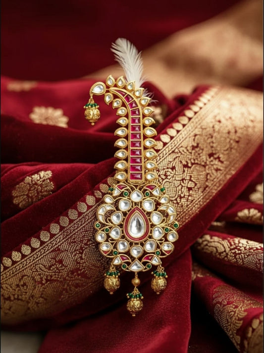 Ishhaara Gold Plated Ruby Kalgi