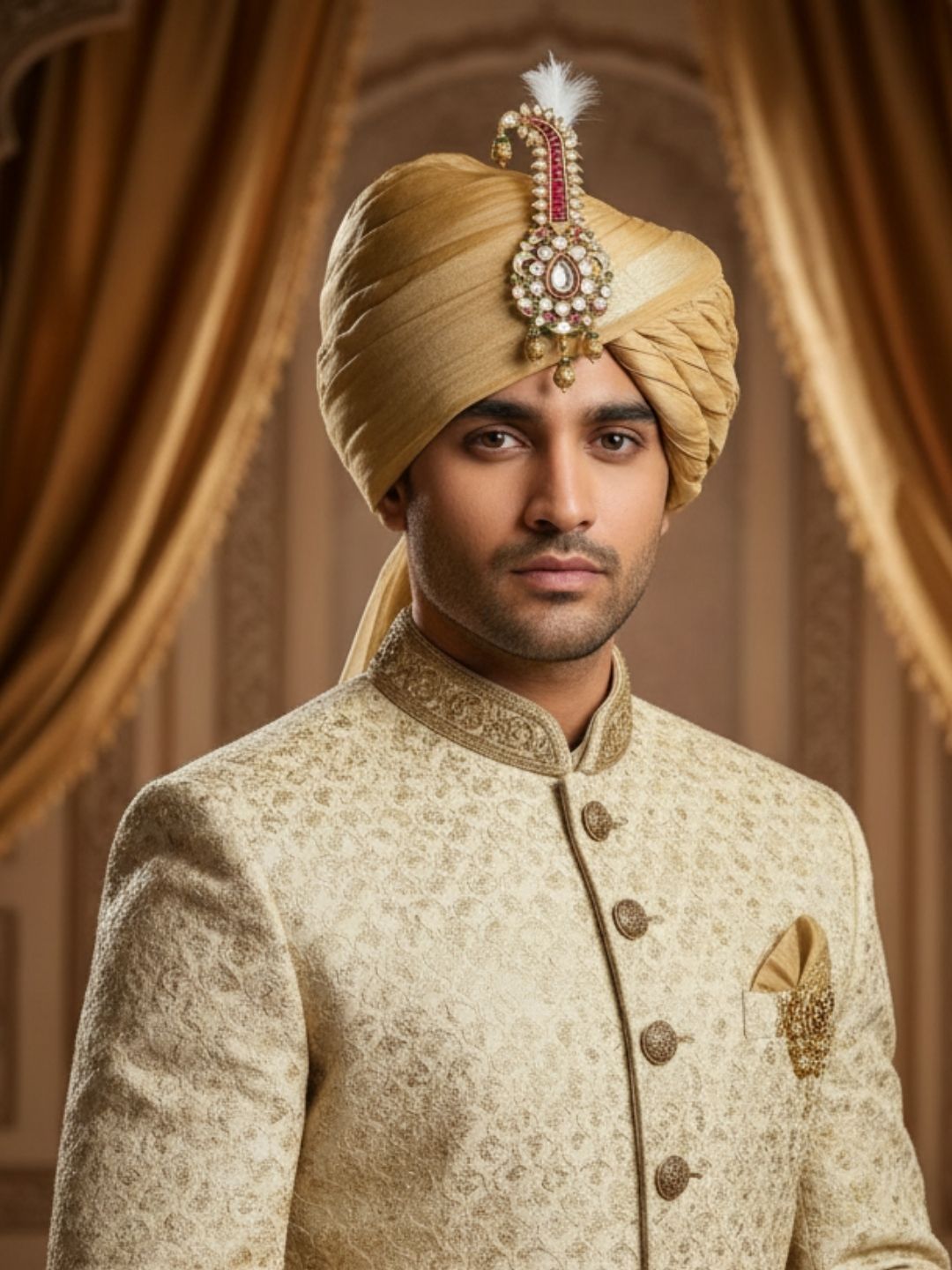 Ishhaara Gold Plated Ruby Kalgi