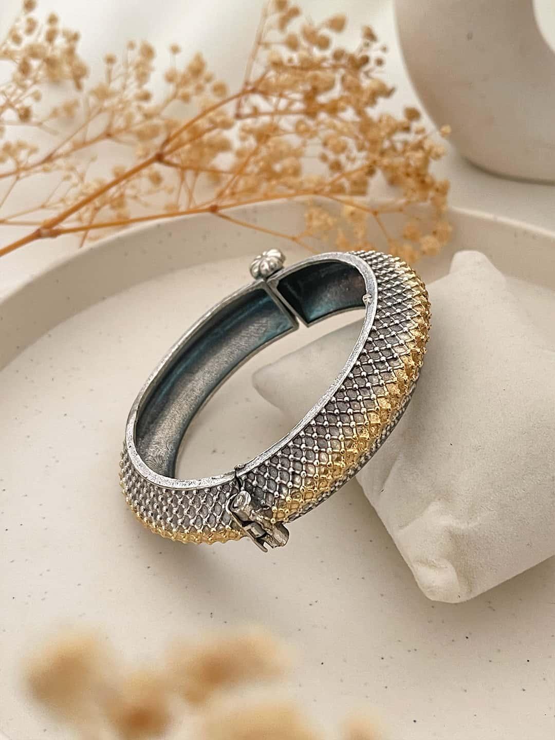 Buy Gold Plated Silver Statement Kada Online Ishhaara