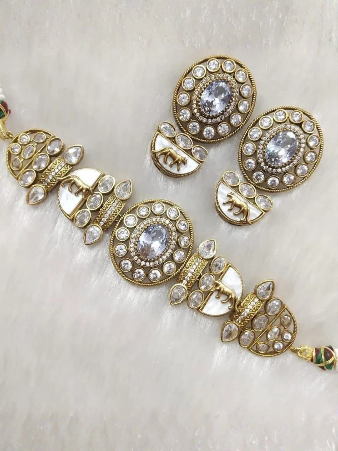 Ishhaara Gold Plated Stone Studded Jewellery Set