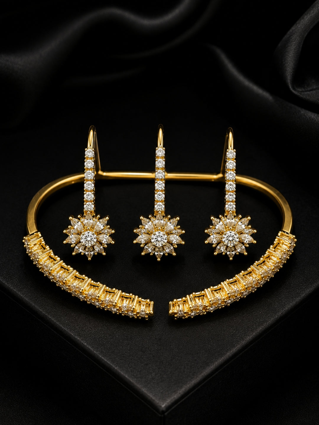 Ishhaara Gold Plated Stone Studded Palm Cuff