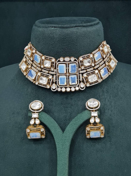 Ishhaara Gold Plated Stones Diamonds Studded Choker Set