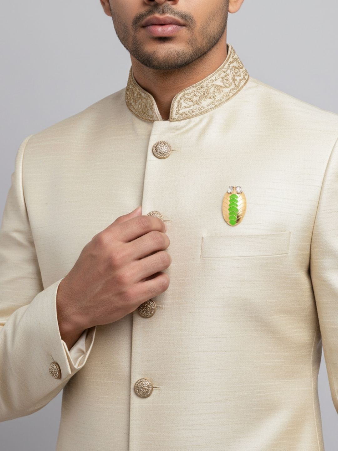 Ishhaara Gold Plated Stones Studded Brooch