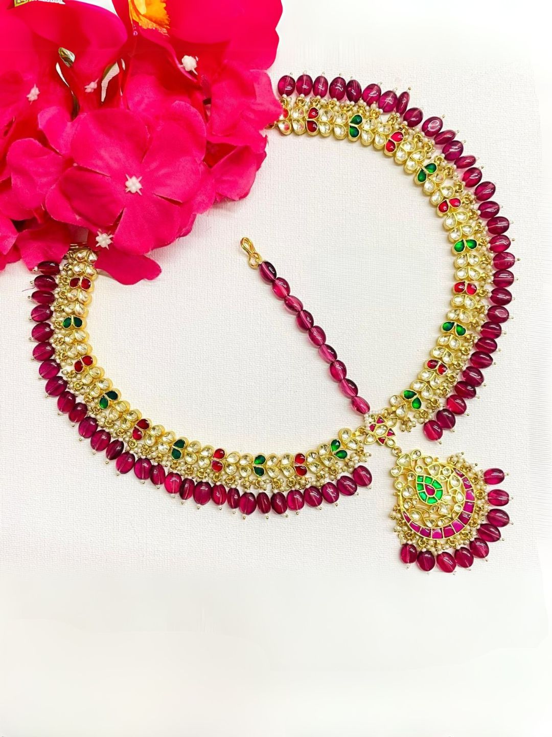 Ishhaara Gold Plated Traditional Jadau Kundan Mathapatti