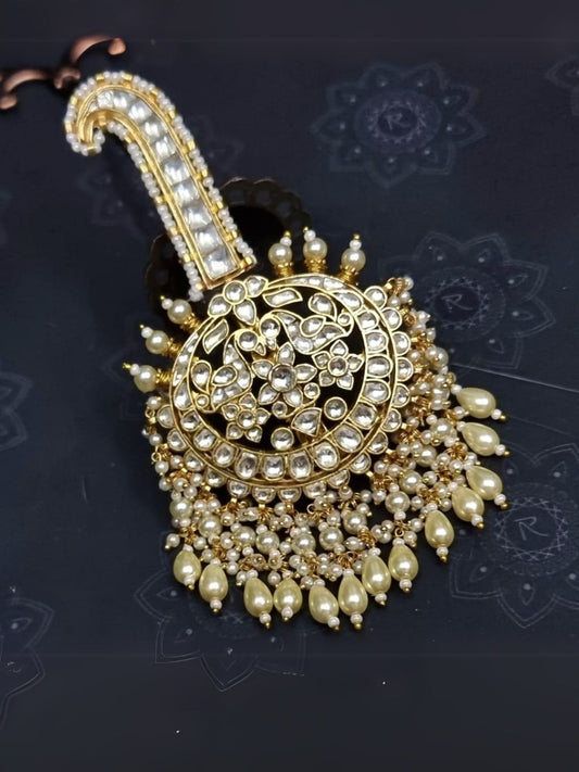 Ishhaara Gold Plated White Pachi Kundan Kalangi