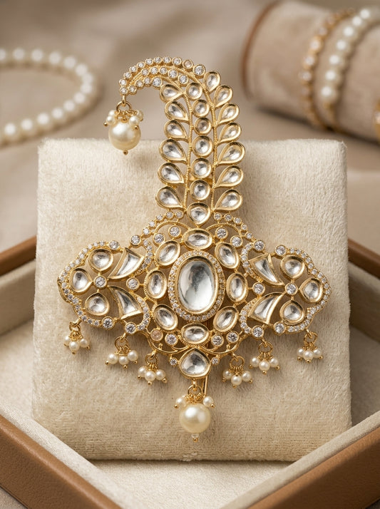 Ishhaara Gold Plated With White Stone And Pearl Safa Kalangi