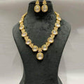 Ishhaara Gold Polki AD Flower Necklace And Earring Set
