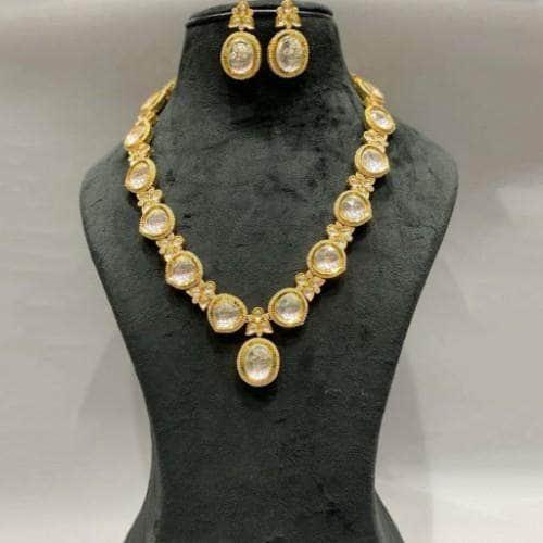 Ishhaara Polki Ad Flower Necklace And Earring Set