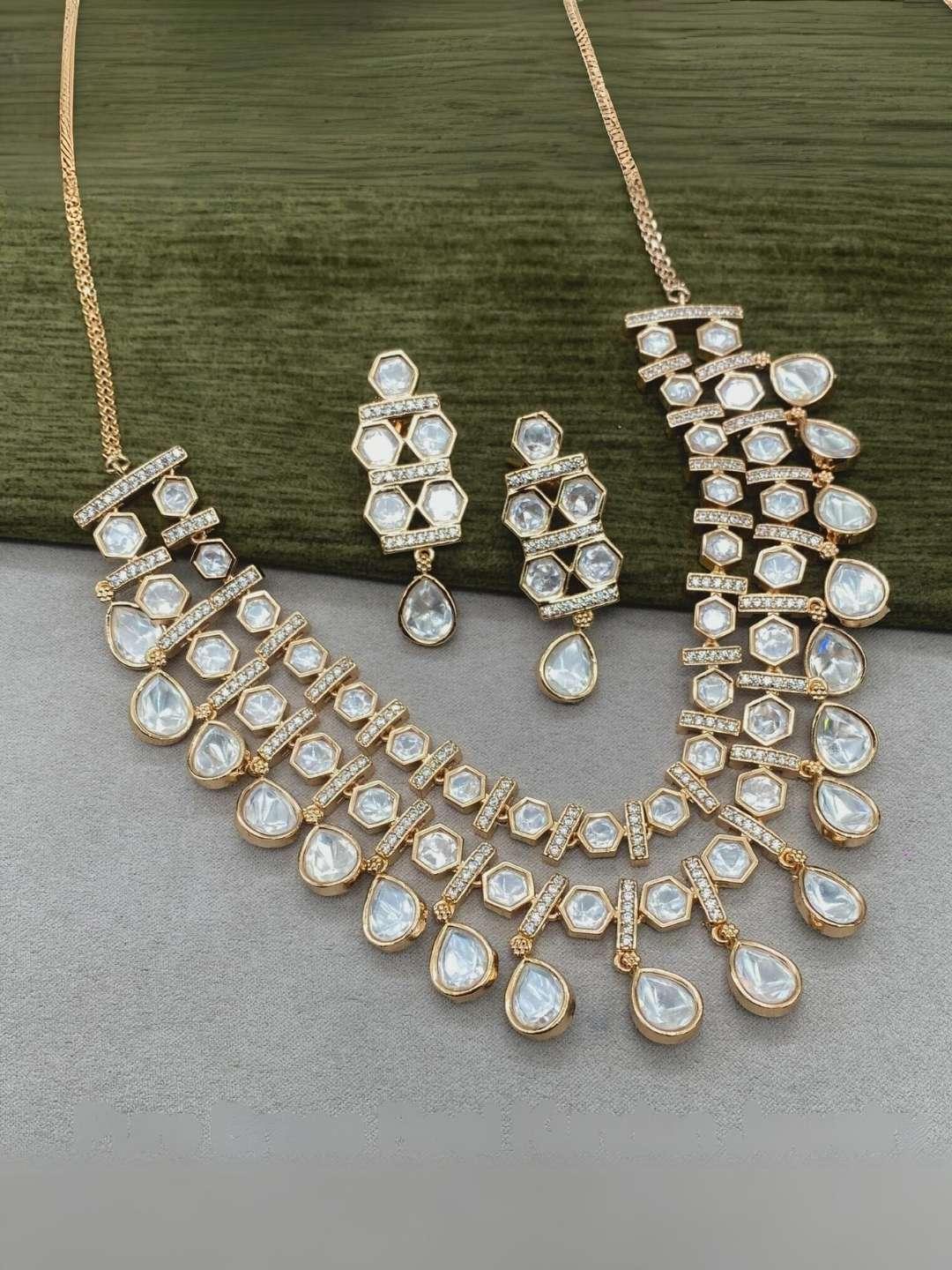 Ishhaara Gold Polki Kundan Layered Necklace Set