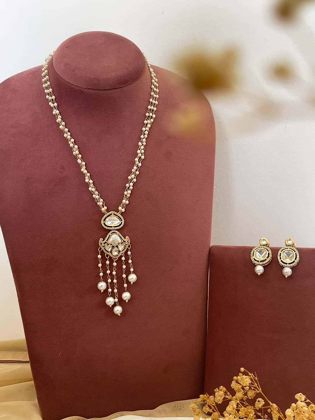 Ishhaara Gold Polki Kundan Pendent Set Necklace